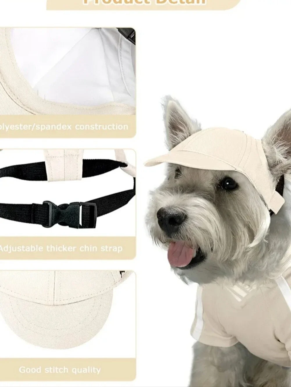 Premium Adjustable Dog Sun Visor Baseball Cap with Ear Holes and Chin Strap